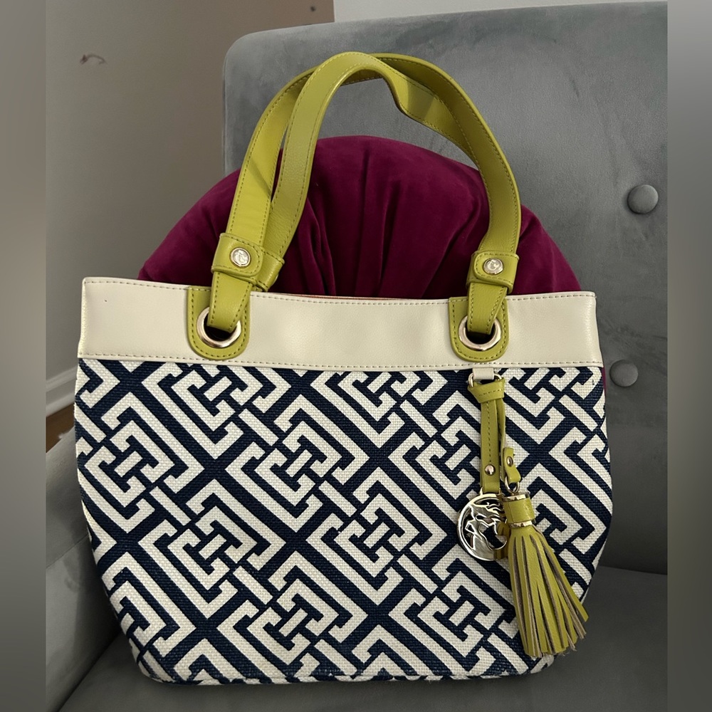 Spartina 449 leather and linen shoulder bag